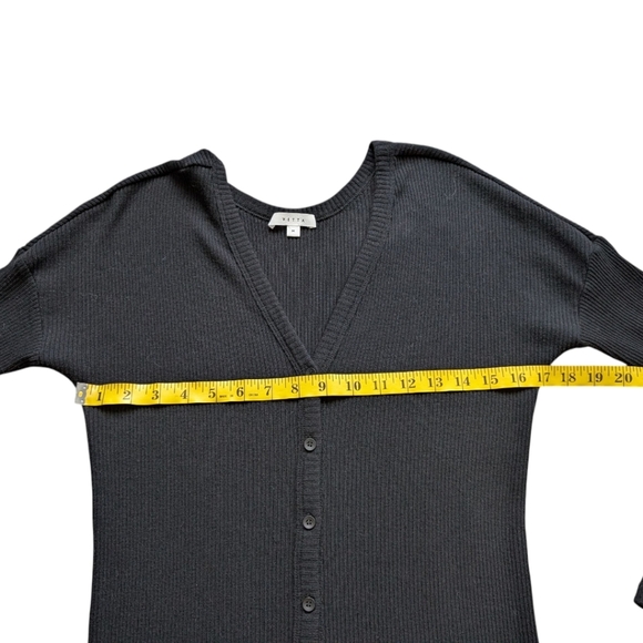 Vetta Capsule The Long Cardigan Ribbed Midi Dress Belt Black Tencel Women's Med - Picture 13 of 16